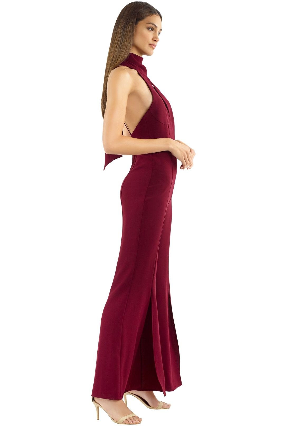burgundy formal jumpsuit