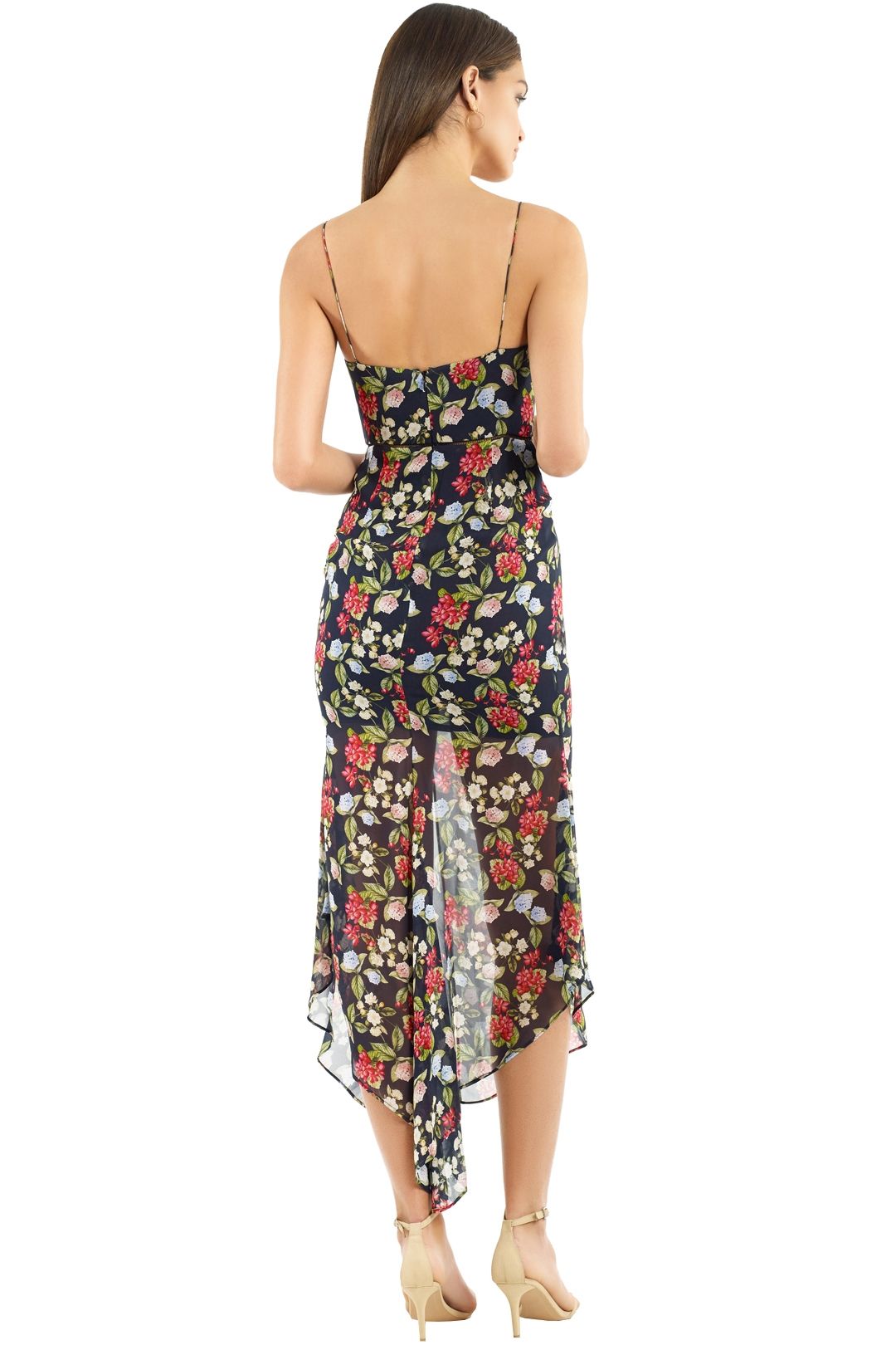 Nicholas the Label - Eva Floral Drawstring Dress - Black Floral - Back