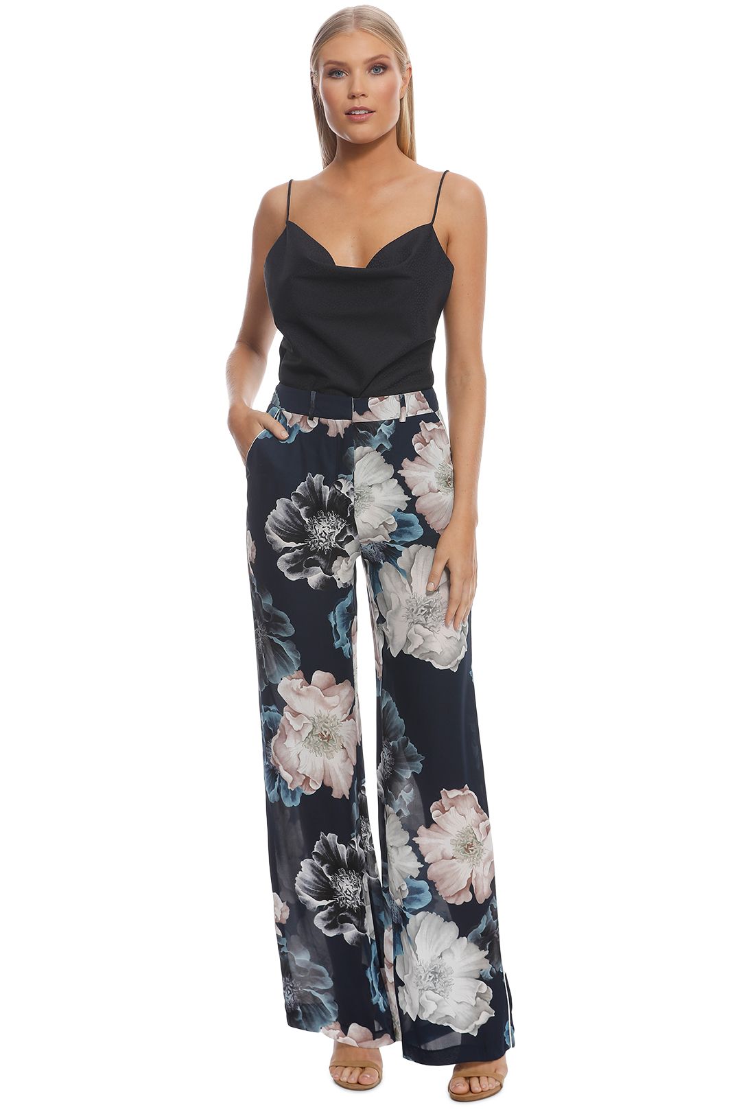 Nicholas The Label - Navy Floral Palazzo Pant - Navy - Front