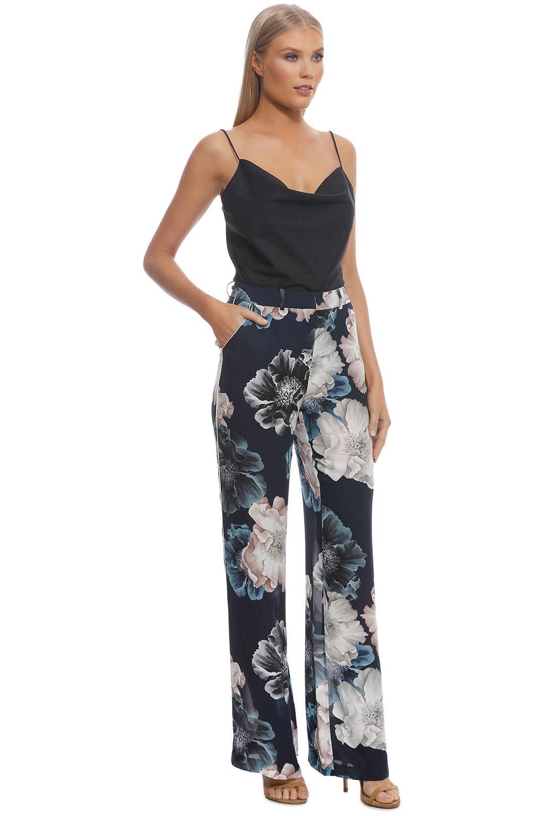 Nicholas The Label - Navy Floral Palazzo Pant - Navy - Side