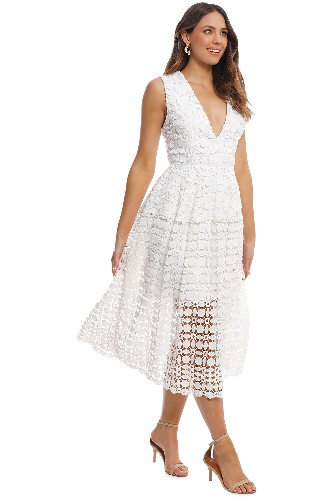 Mosaic Lace Ball Dress in White by 