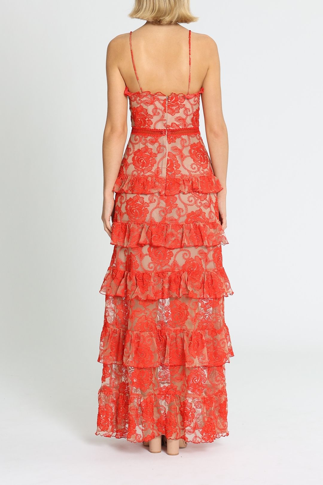 Nicholas The Label Rosie Lace Tiered Gown Sleeveless