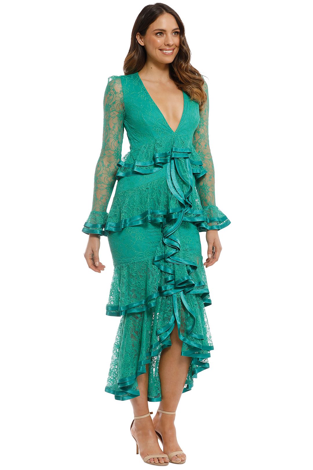 Maia Dress In Green By Nicola Finetti For Hire Glamcorner