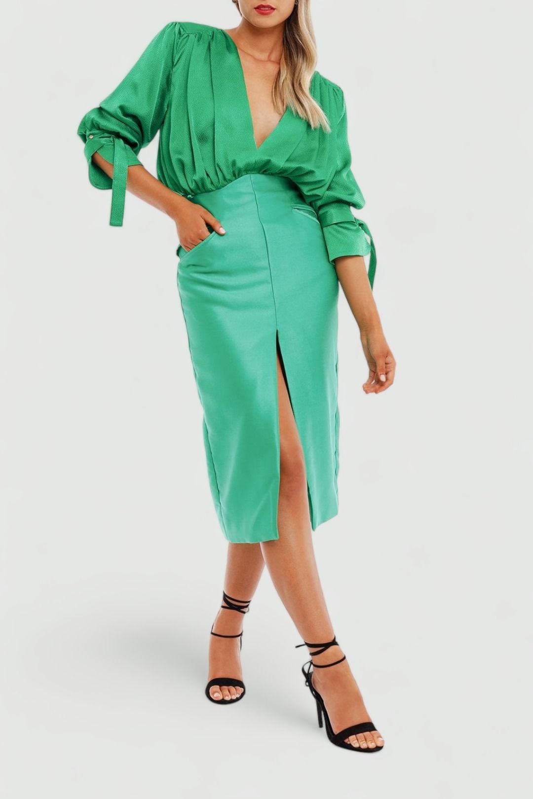 Nicola Finetti Arida Low Plunge Dress Midi Length