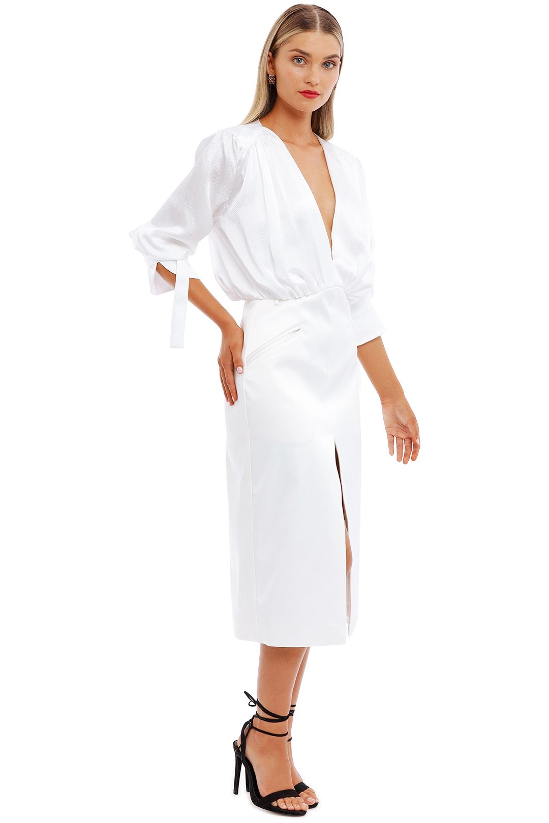 Nicola Finetti Arida Low Plunge Dress White