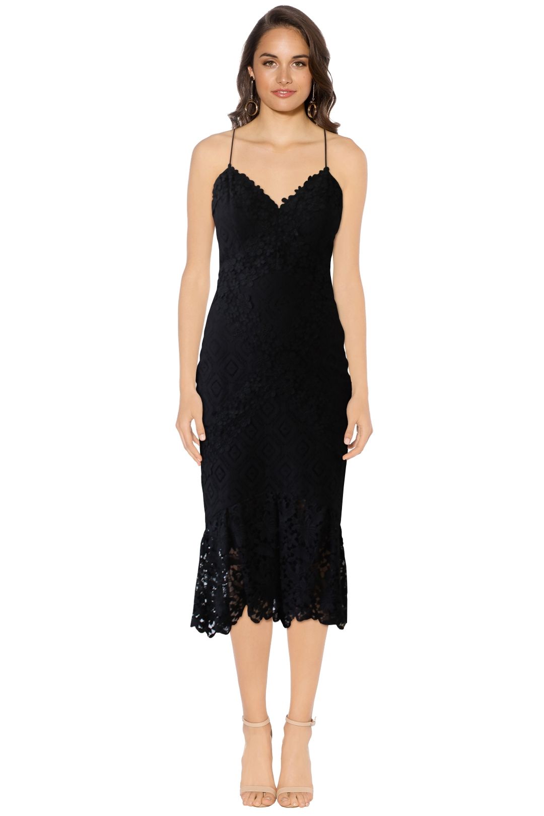 Nicole Miller - Leila Lace Combo Dress - Black - Front