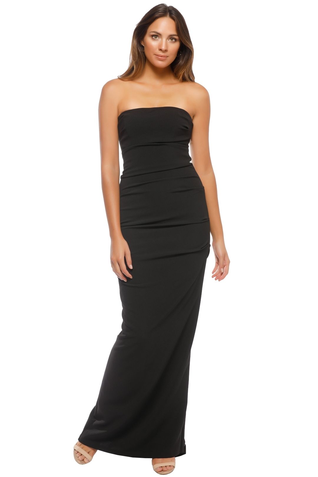 Nicole Miller Tick Strapless Gown - Black - Front