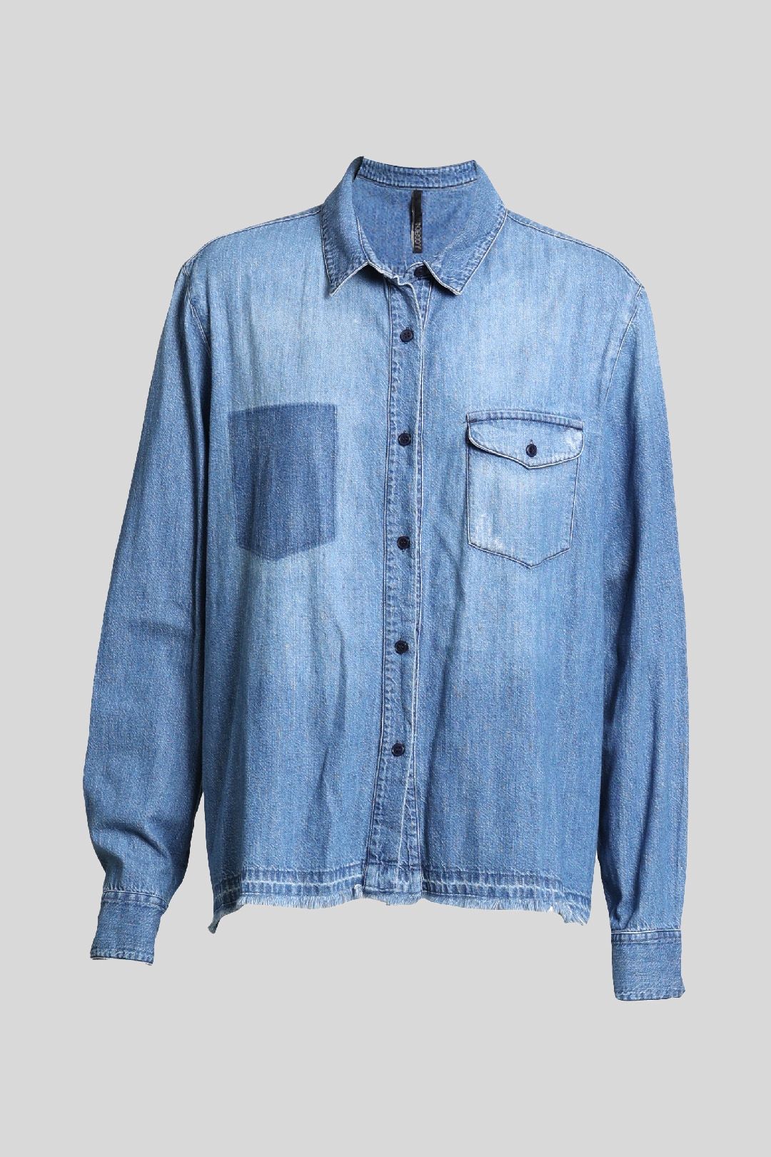 Nobody Denim - Fringed Hem Blue Denim Shirt