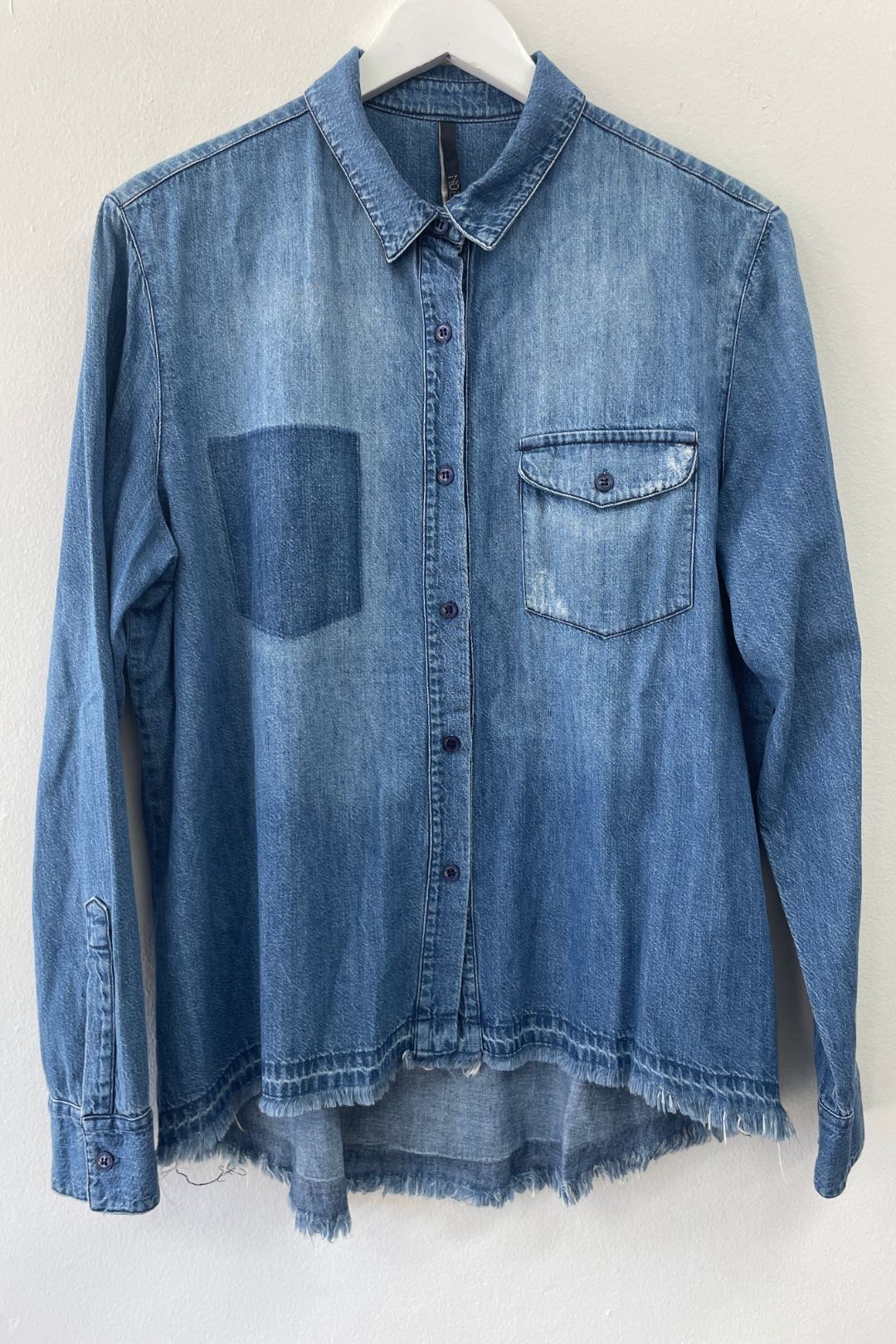 Nobody Denim - Fringed Hem Blue Denim Shirt