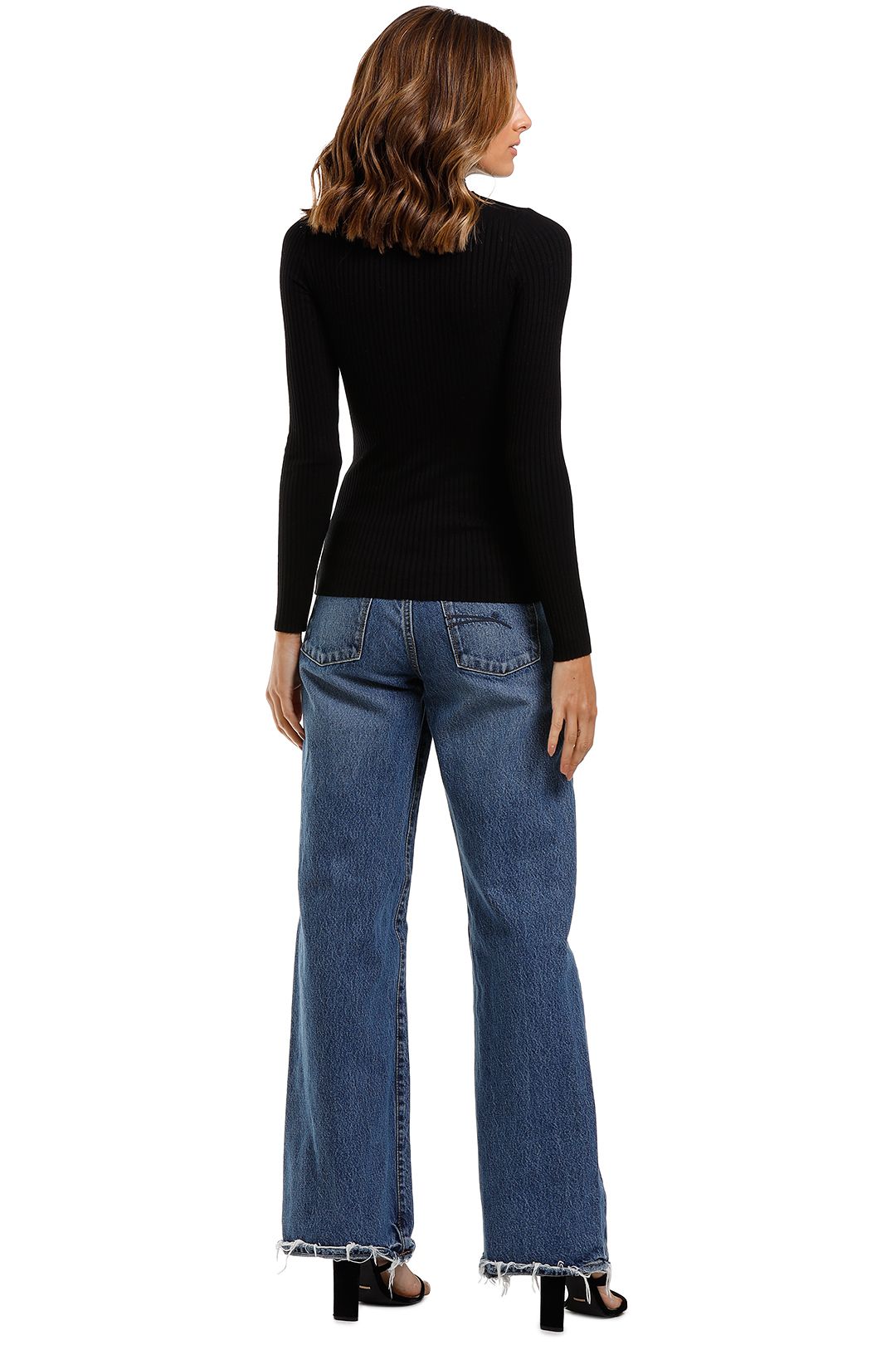 Nobody Denim Luxe Rib Funnel Neck Top Black