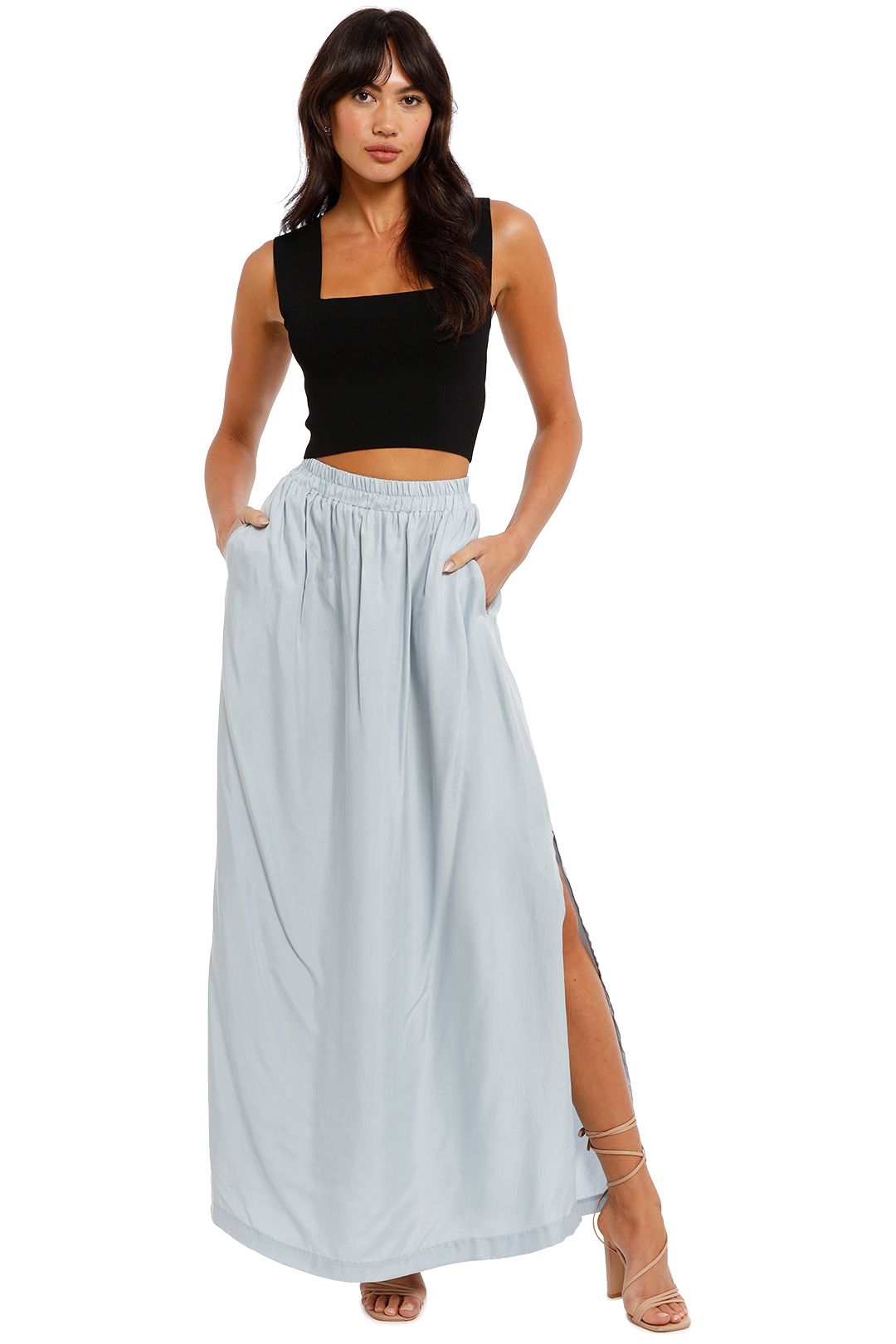Nude Lucy Gia Cupro Maxi Skirt blue