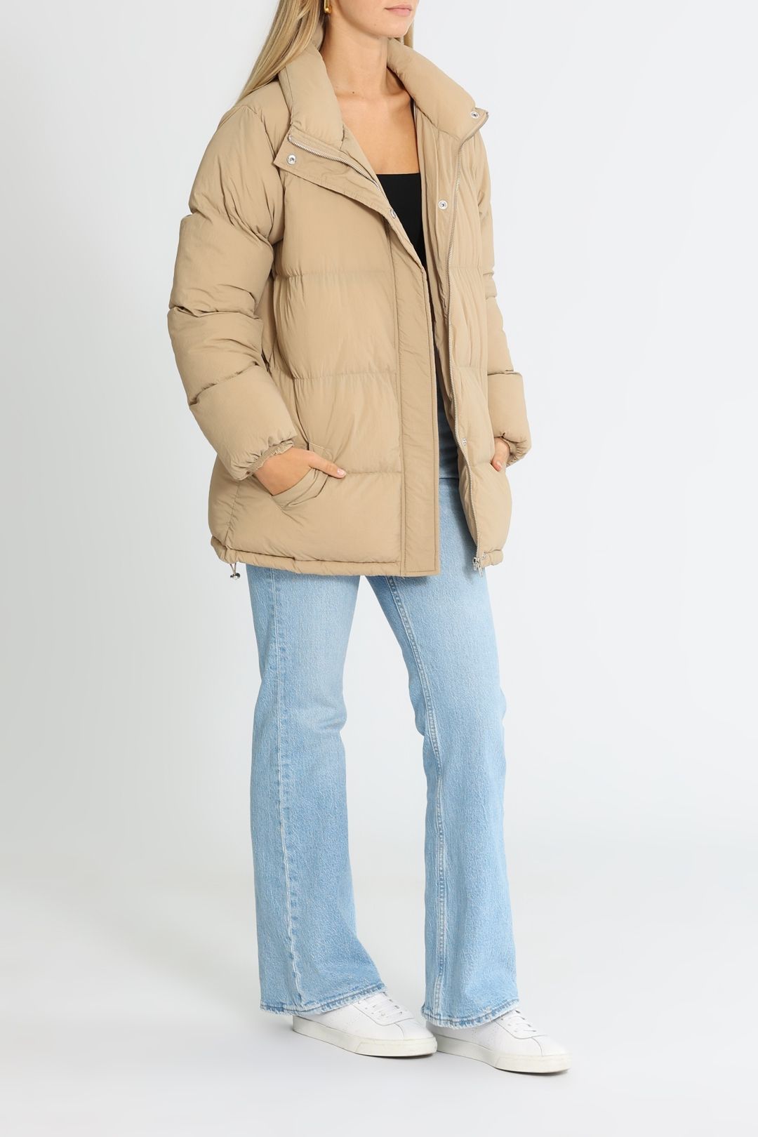 Nude Lucy Topher Longline Puffer Sepia Long Sleeves