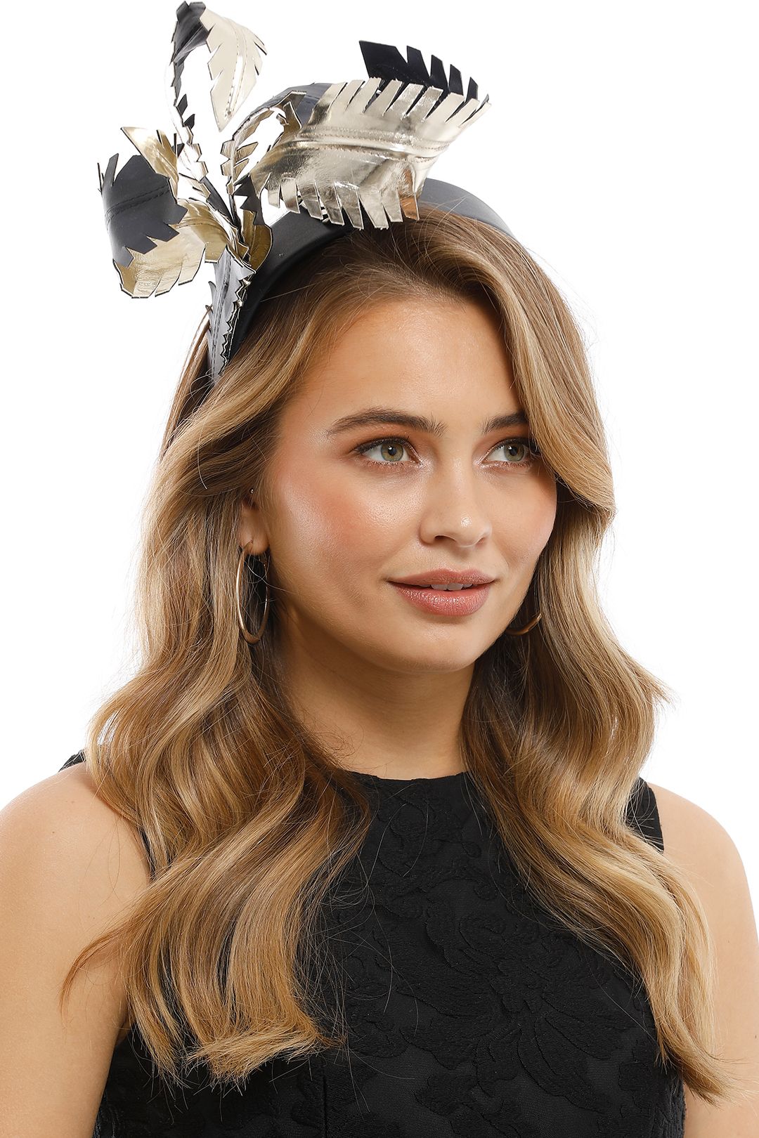 Olga Berg - Brooke Fascinator Black Gold - Side Model
