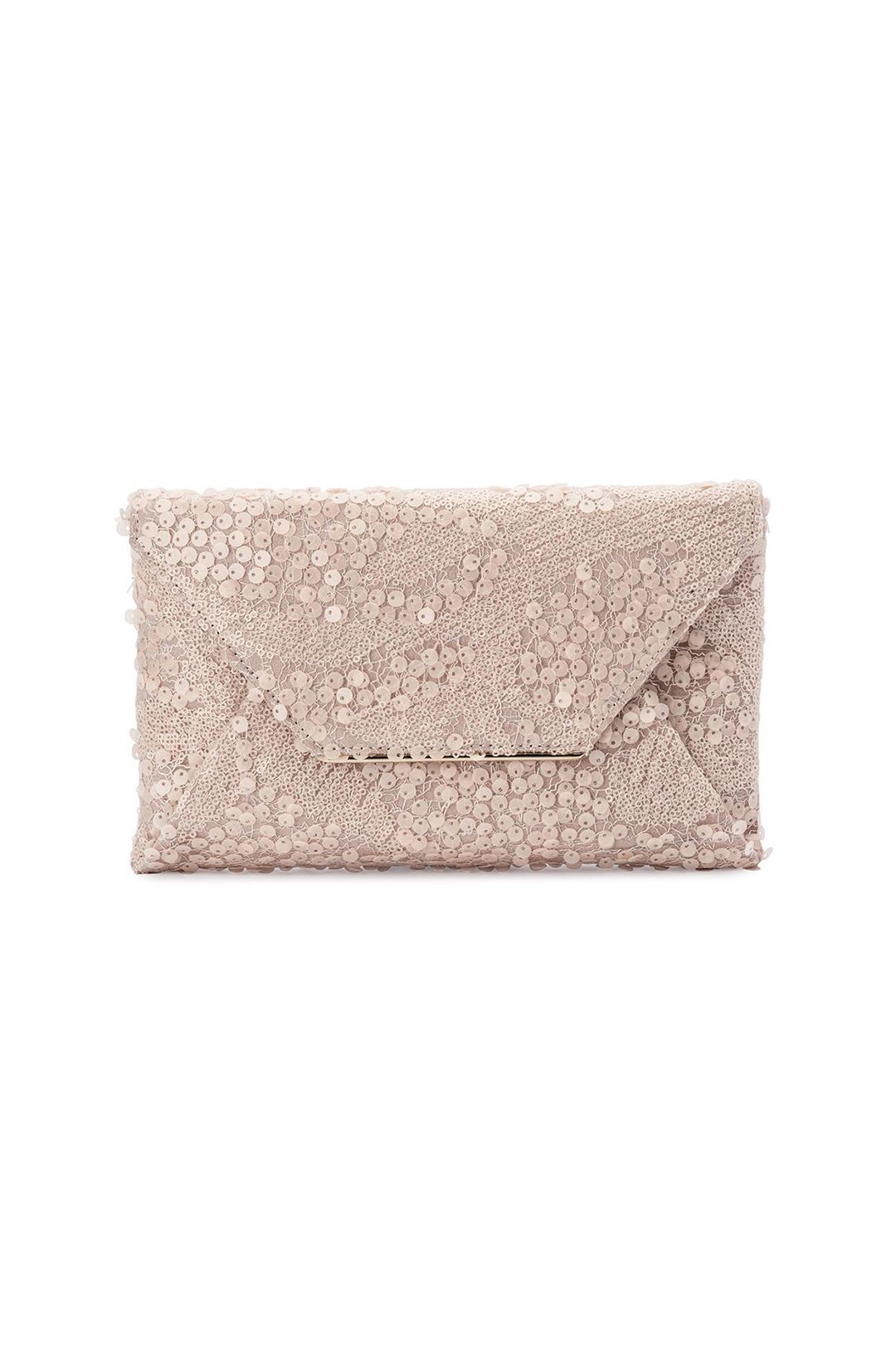 Olga Berg - Chloe Sequin Fold Over Clutch - Champagne - Product