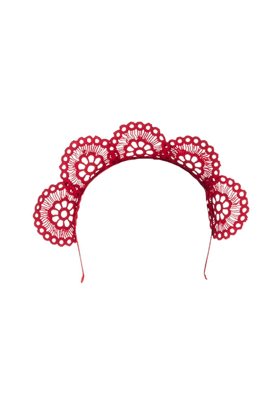Olga Berg - Claire Lace Headband - Red - Front