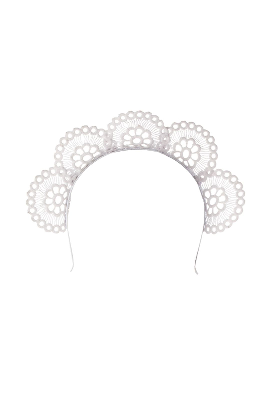 Olga Berg - Claire Lace Headband - White - Front