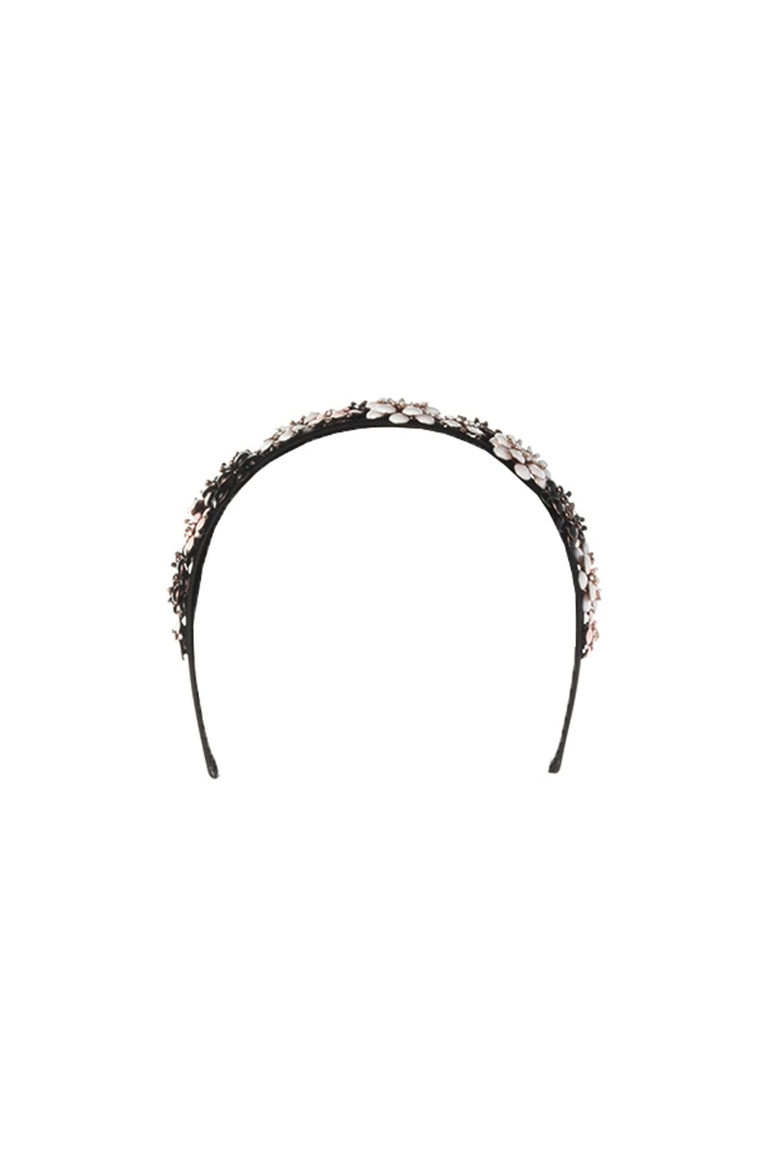 Olga Berg - Victoria Floral Headband - Black Floral - Front