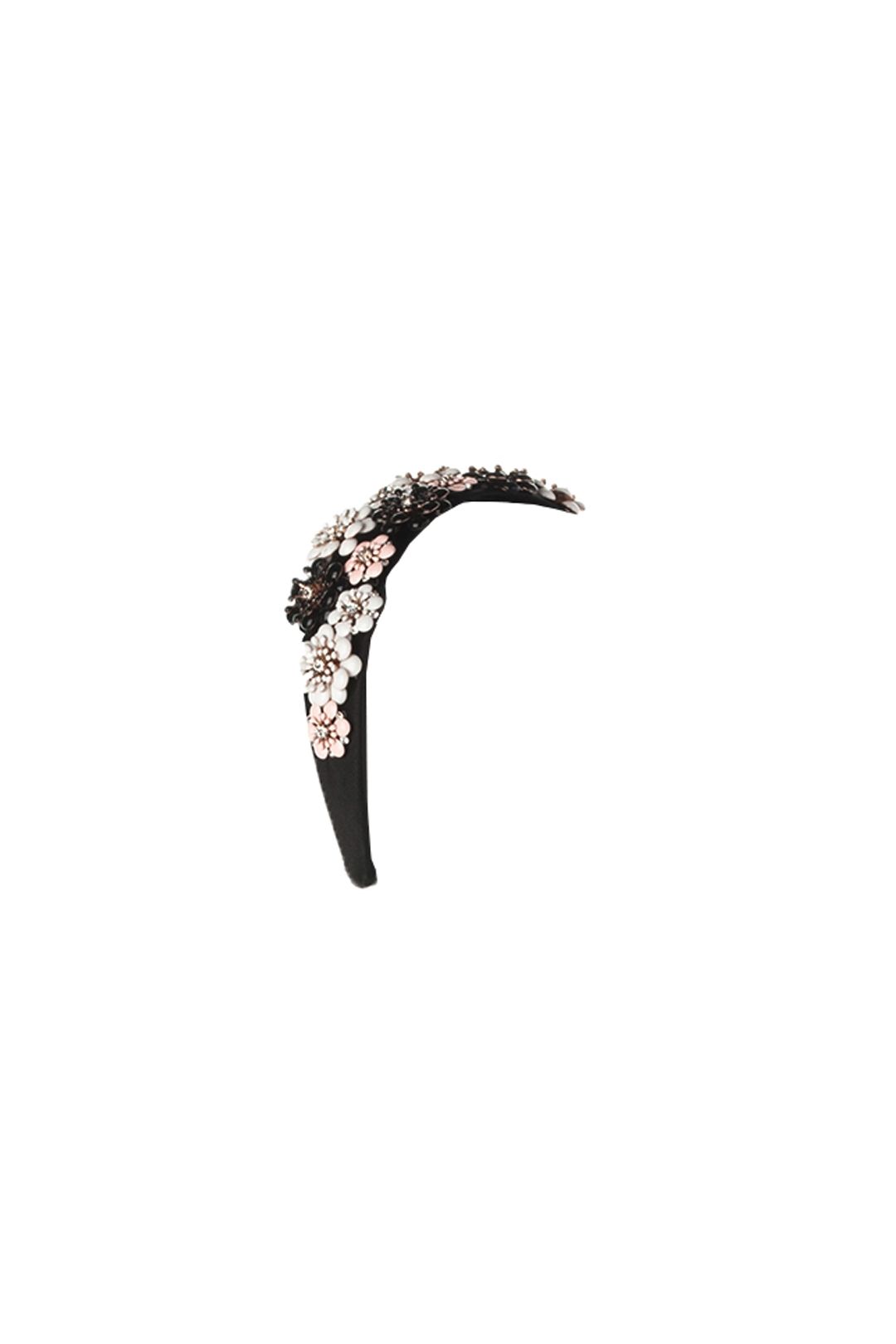 Olga Berg - Victoria Floral Headband - Black Floral - Side