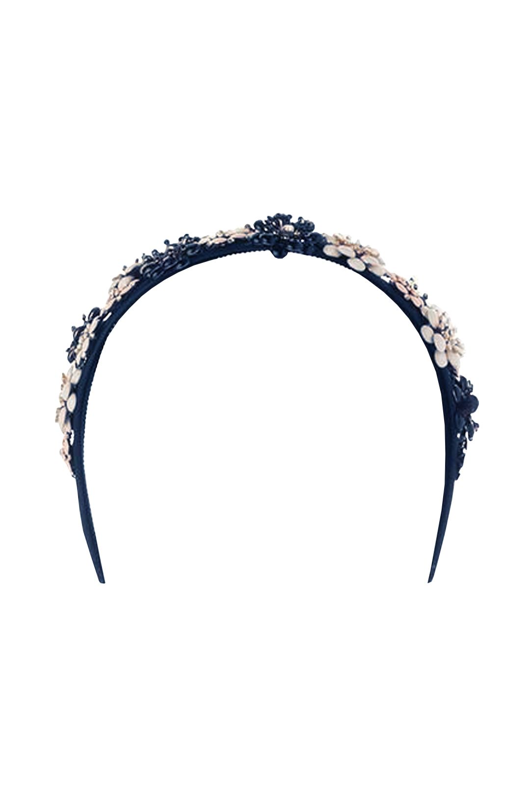 Olga Berg - Victoria Floral Headband - Navy - Front