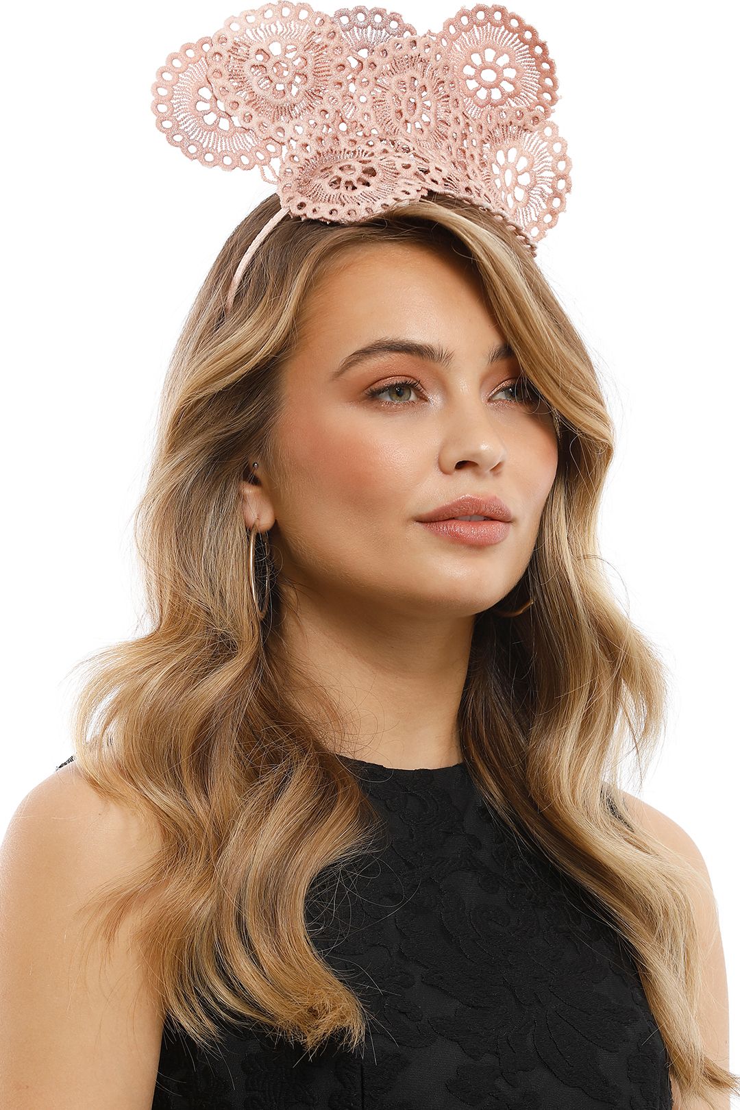 Olga Berg - Courtney Lace Fascinator - Rose - Front