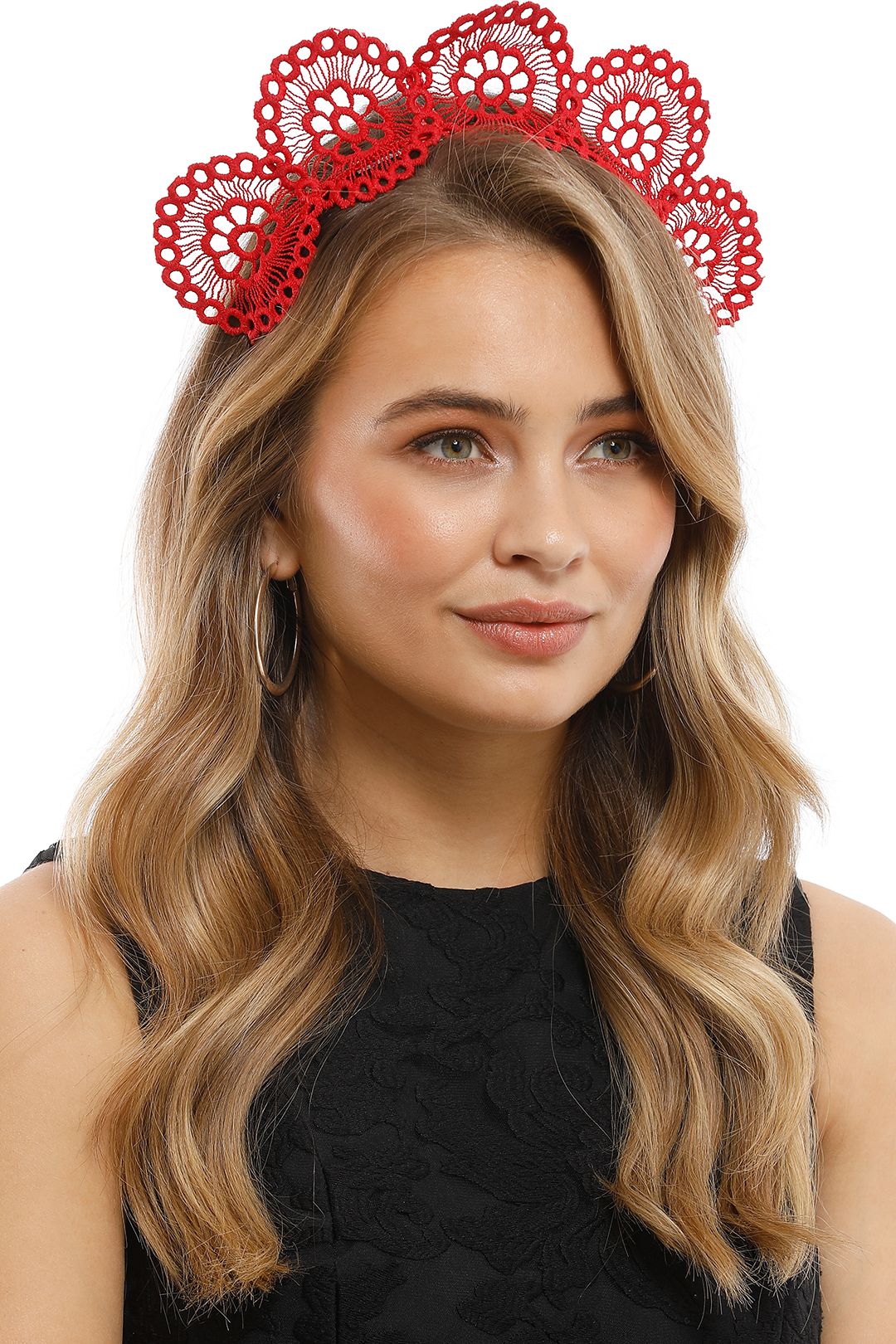 Olga Berg - Claire Lace Headband - Red - Side