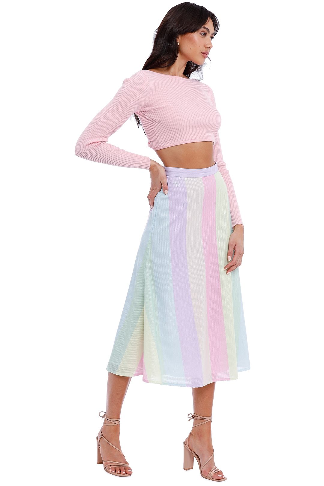 Olivia Rubin Neapolitan Skirt Ombre Midi Length