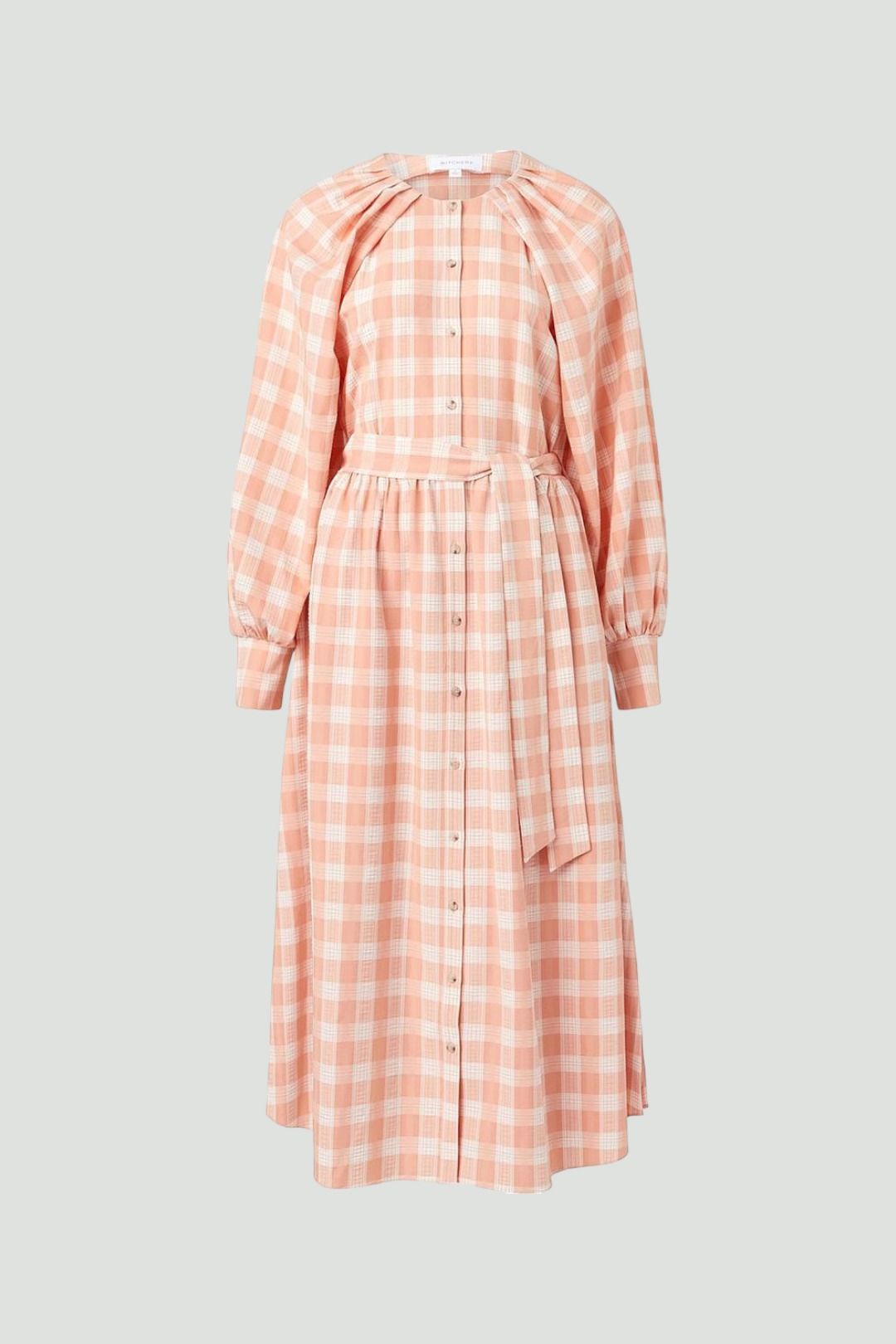 Orange Check Shoulder Shirt Dress