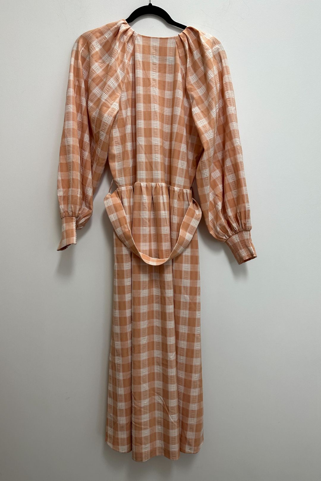Orange Check Shoulder Shirt Dress