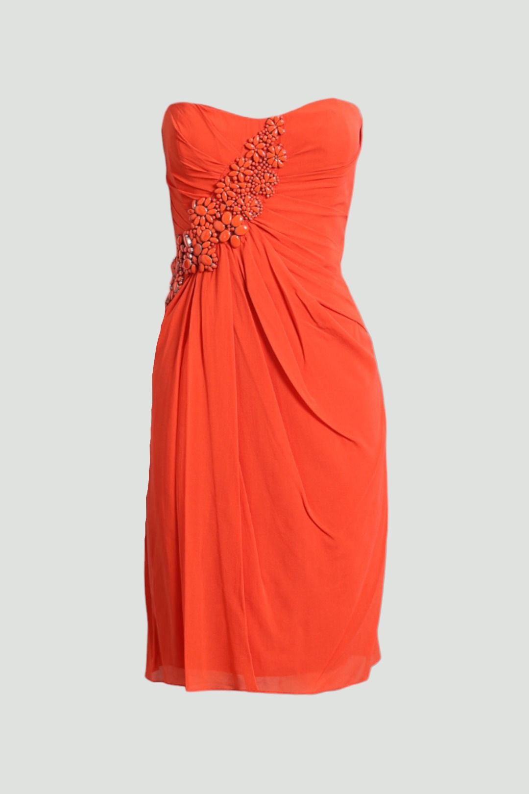 2344 Orange Red Belted Dress