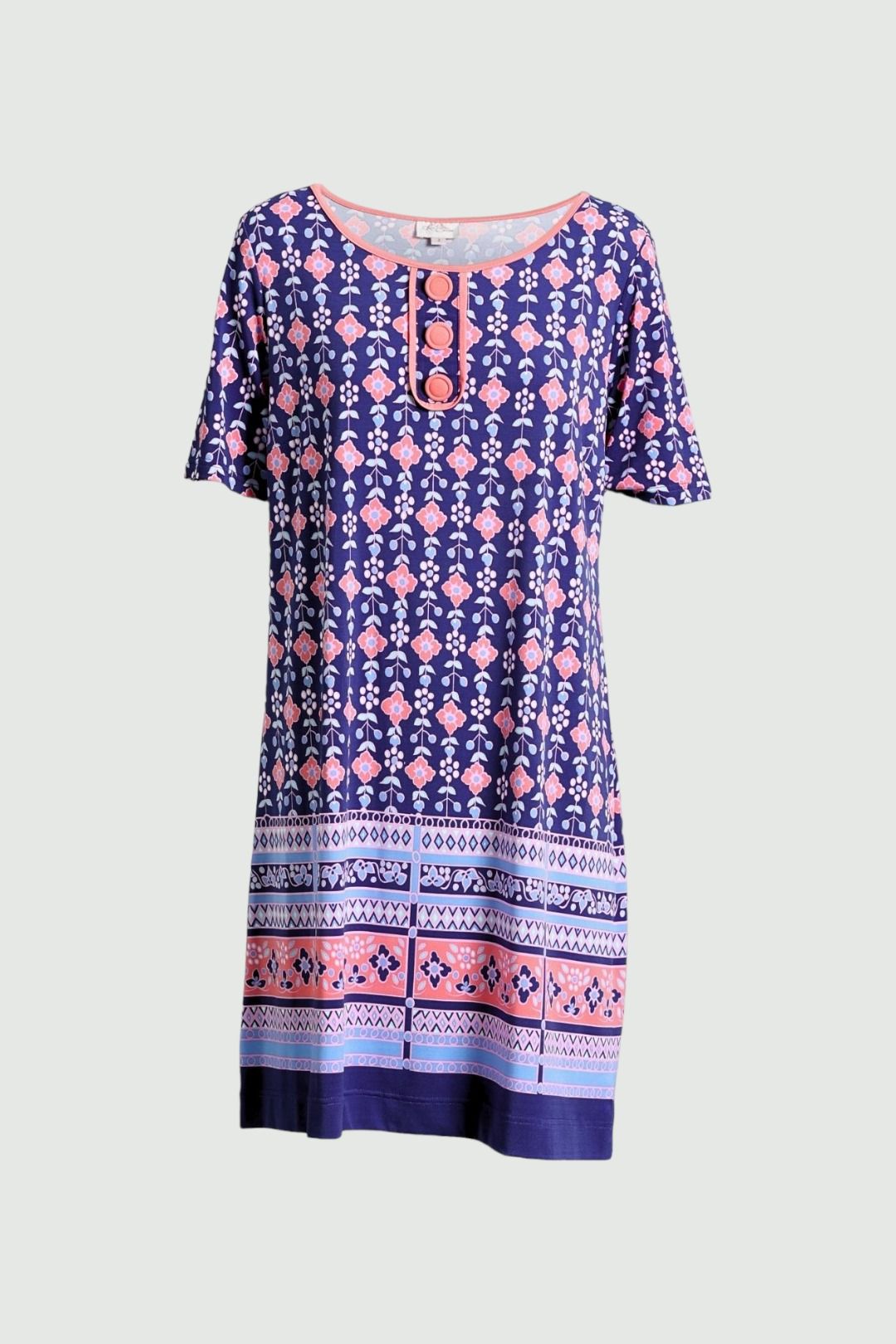 Leona Edmiston Floral Print Shift Dress With Covered Buttons