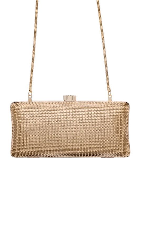 Oroton- Freize Clutch - Gold - Front with Strap