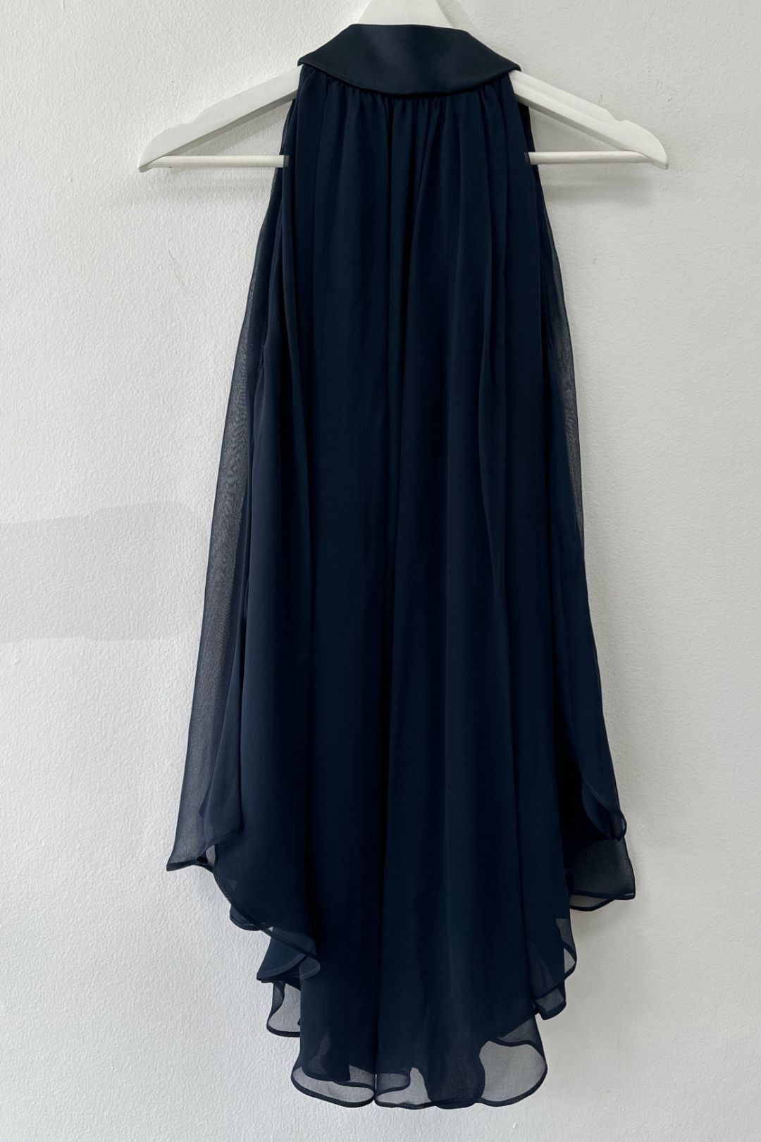 Oscar de la Renta - Navy Embroidered Chiffon Blouse