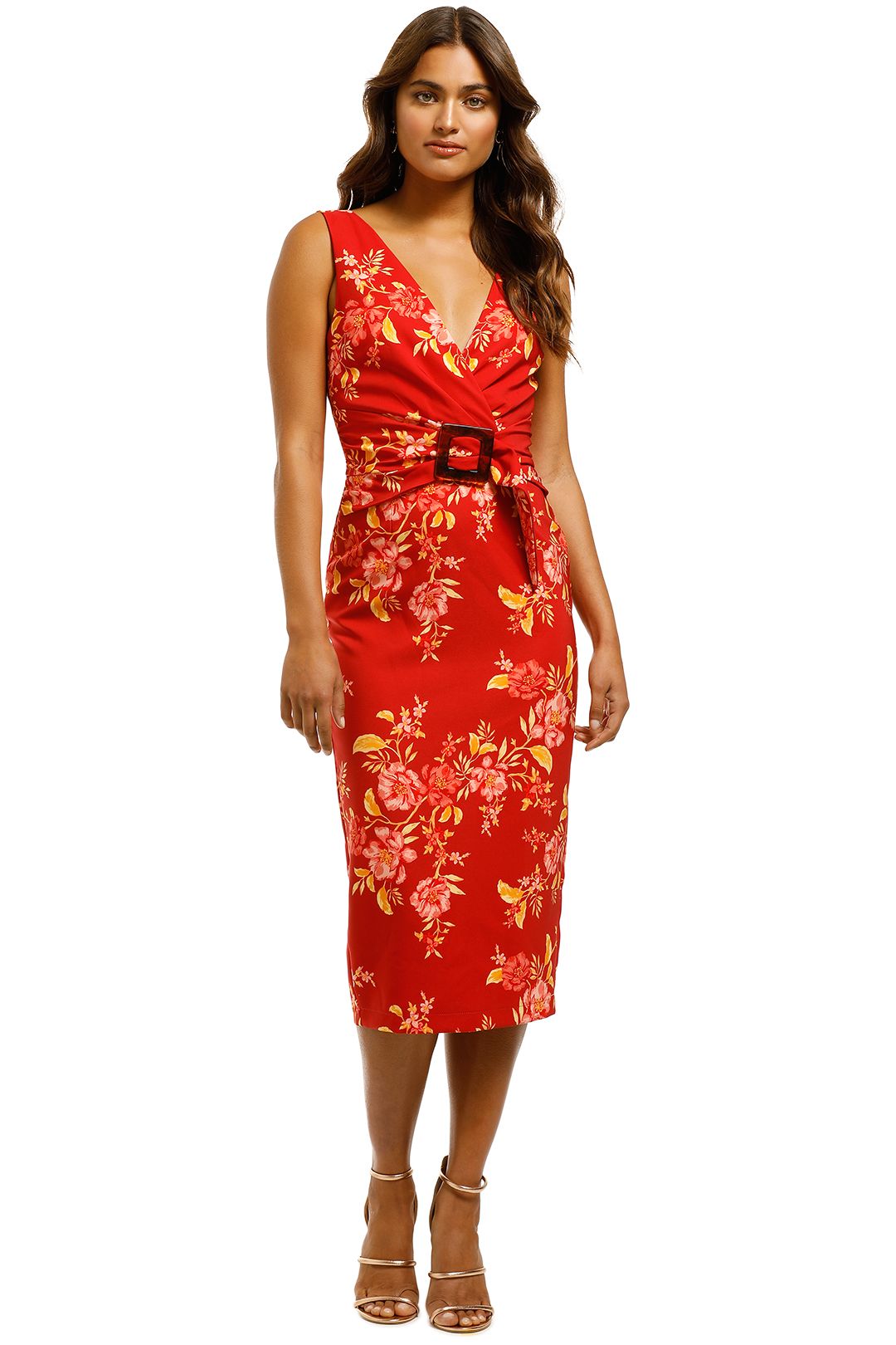 Pasduchas-Aurora-Buckle-Midi-Dress-Cherry-Front