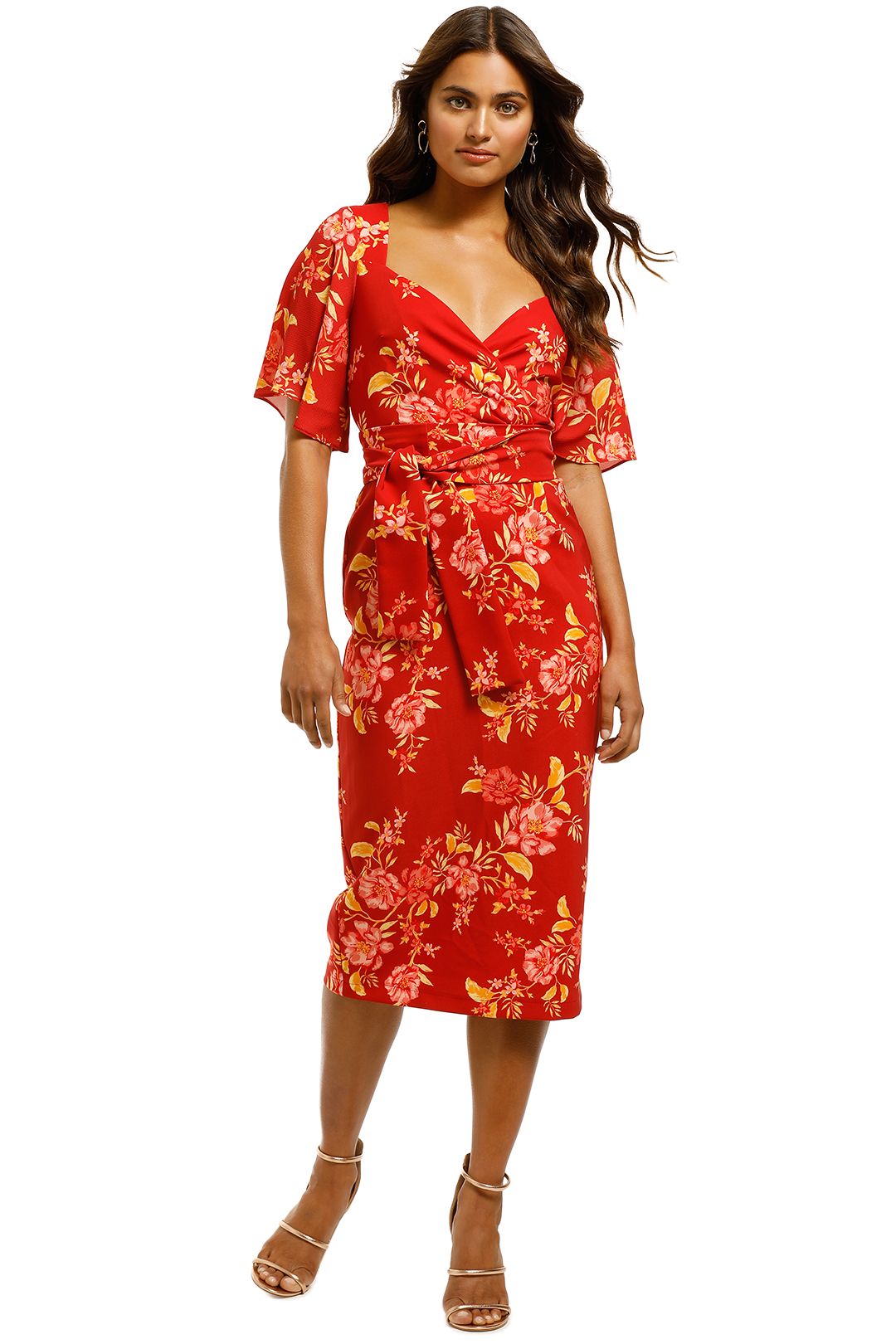 Pasduchas-Aurora-Sleeve-Midi-Dress-Cherry-Front