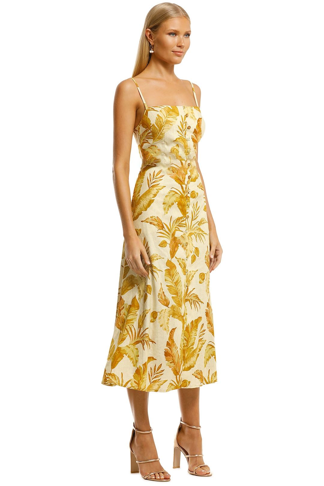 Hazy Belt Midi Dress in Golden by Pasduchas for Hire GlamCorner