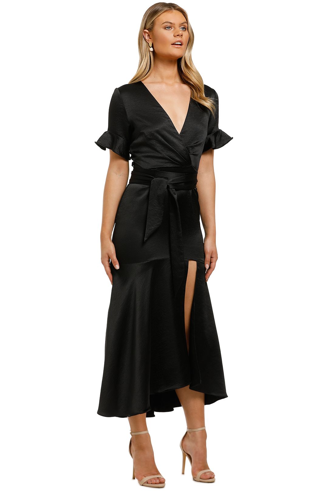 Oasis black wrap outlet dress