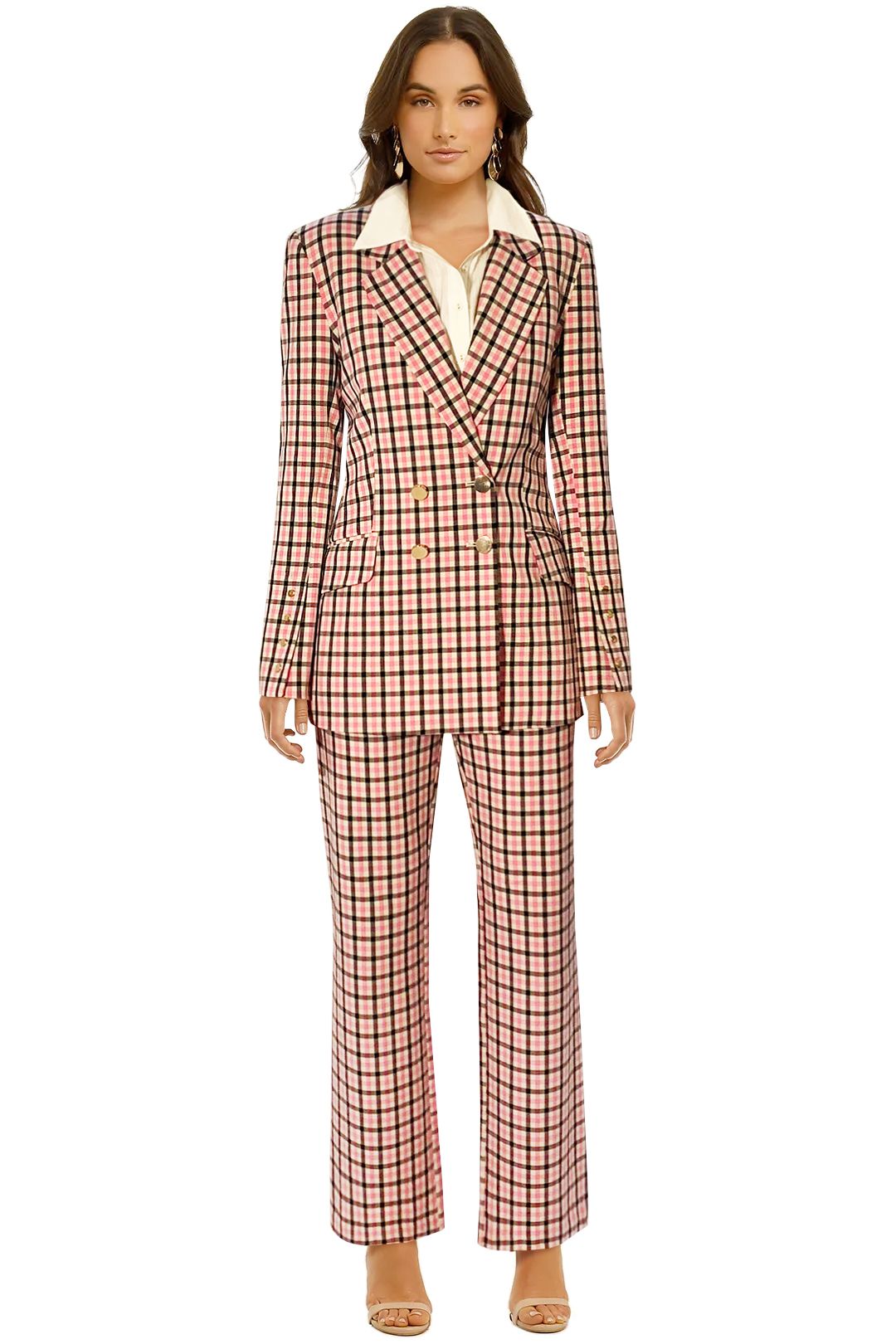 Checkered blazer and pants set