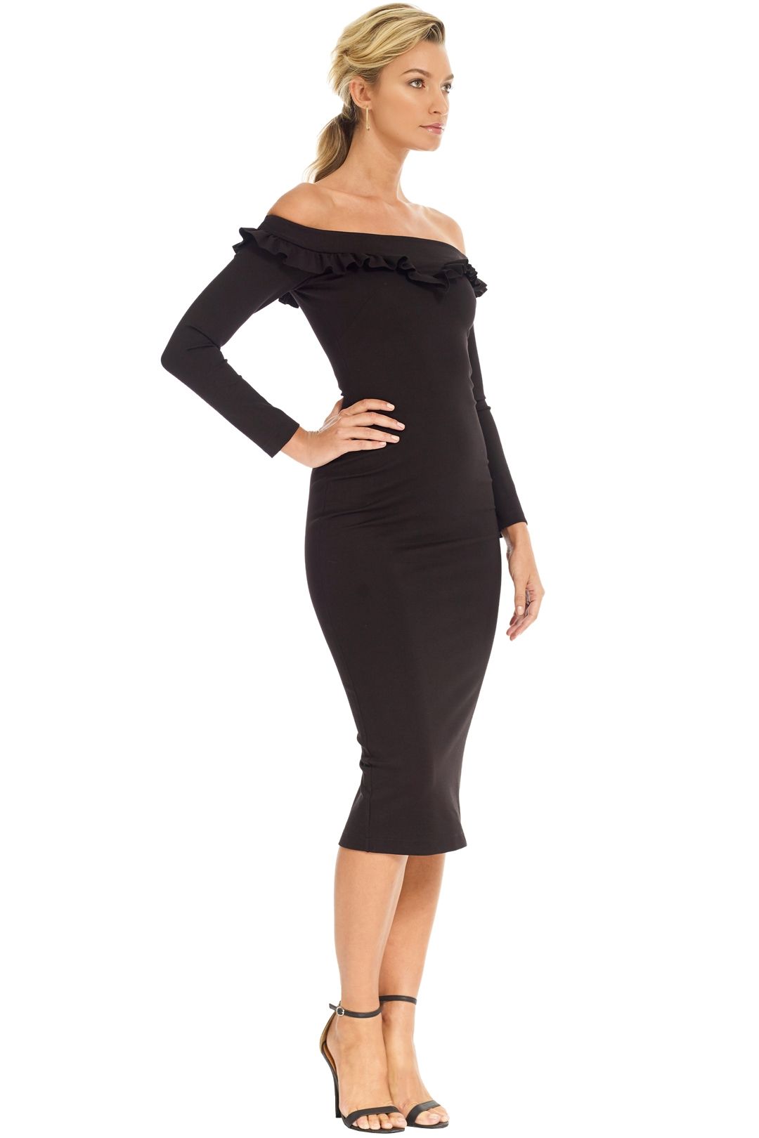 Parlour Girl Midi Dress in Black by 