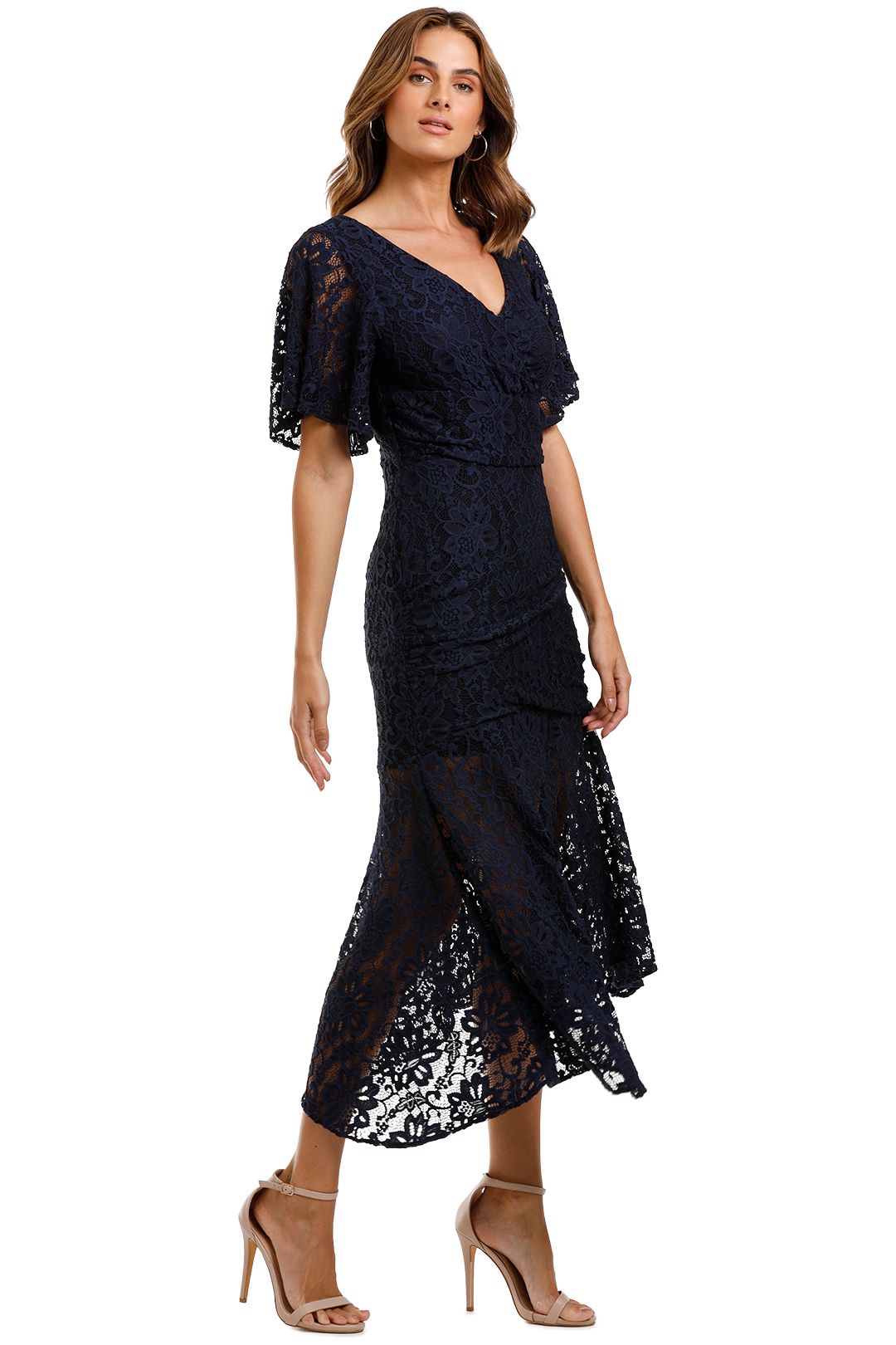 Hire Horizon Ruche Midi in Navy | Pasduchas | GlamCorner