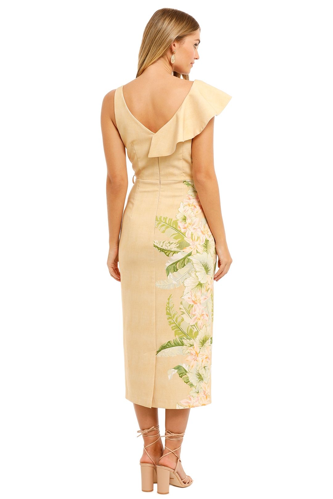 Pasduchas Tropic Asymetric Midi Almond tropical print