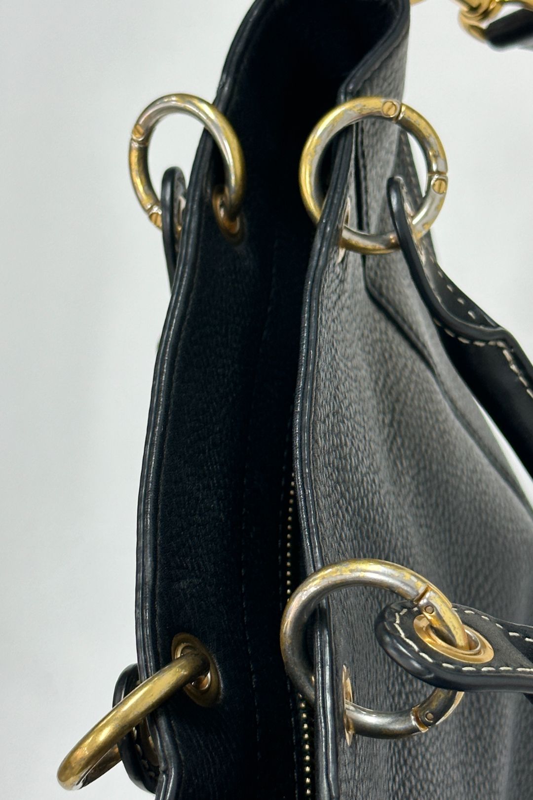Oroton Pebbled Leather Shoulder Bag in Black