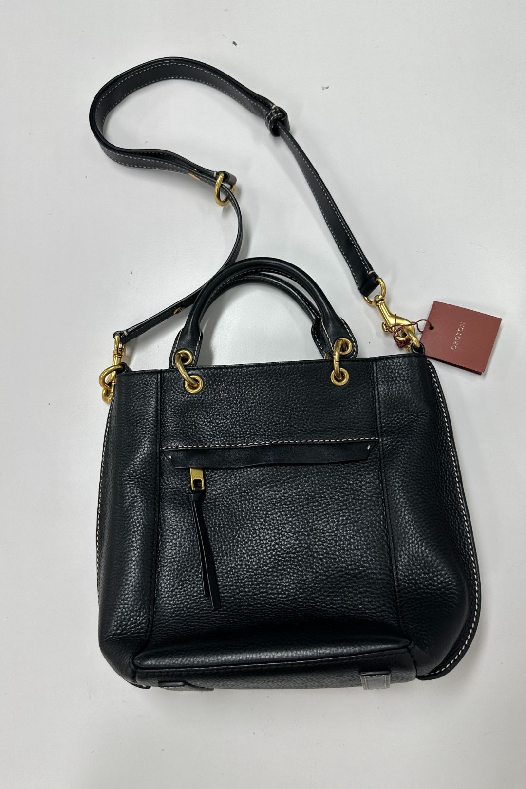 Oroton Pebbled Leather Shoulder Bag in Black