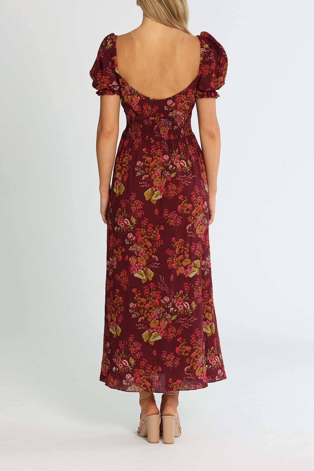 PEONY Tie Front Midi Dress Renaissance Scoop Back