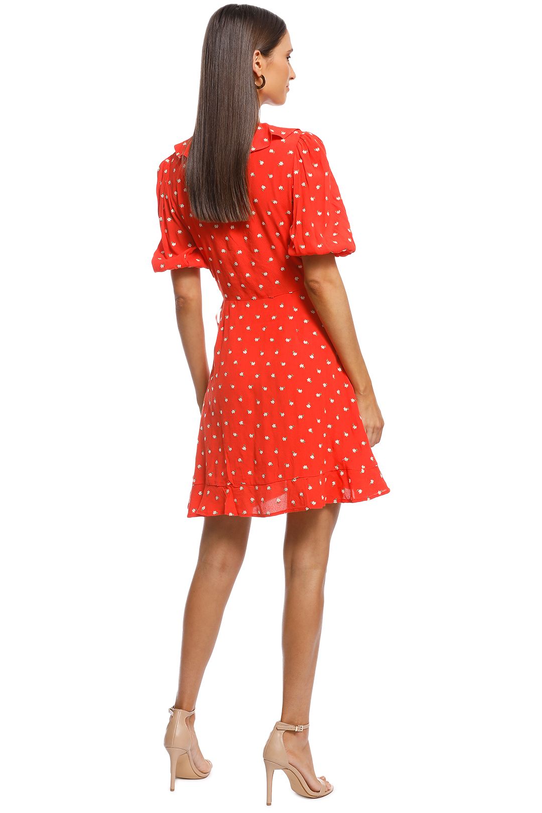 Margarita Embroidered Crepe Ruffled Wrap Mini Dress By