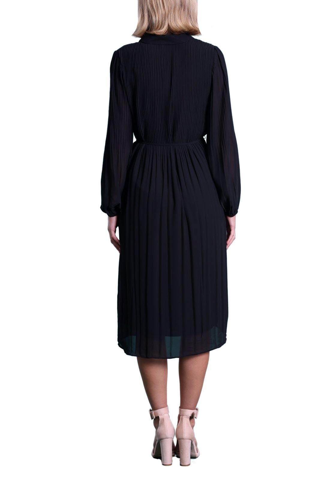 Portmans Black Pleated Puff Sleeve Shirt Dress