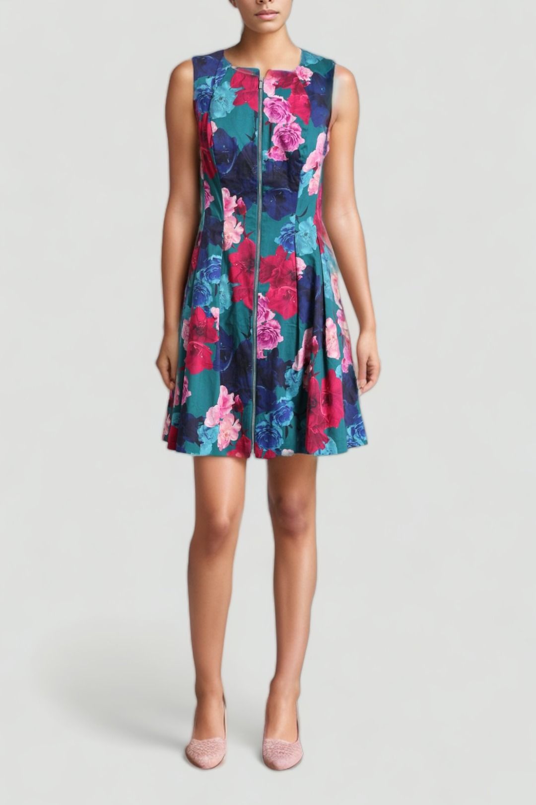 Portmans - Floral Front Zip Fit and Flare Dress