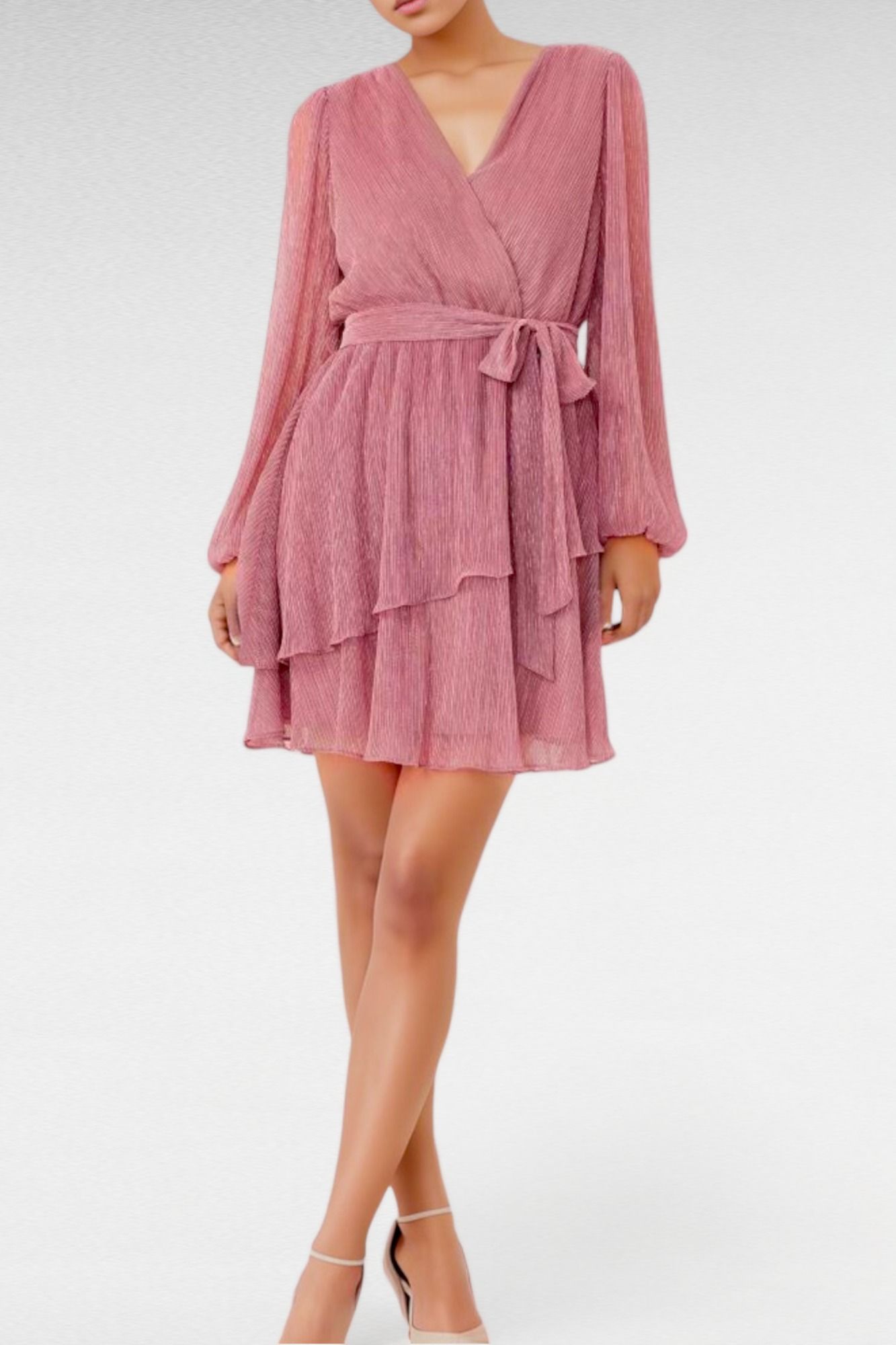 Portmans Lyra V Neck Short Lurex Dress