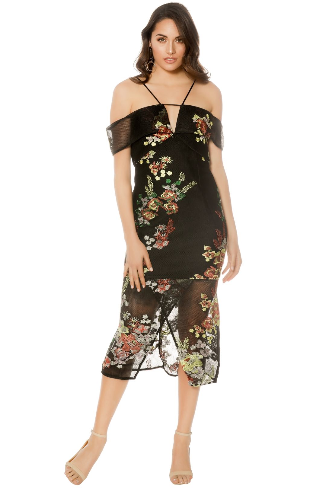 Premonition - Secret Garden Cocktail Dress - Black Floral - Front