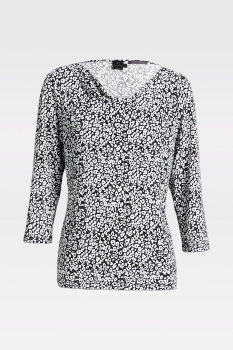 David Lawrence - Black And White Print Jersey Top