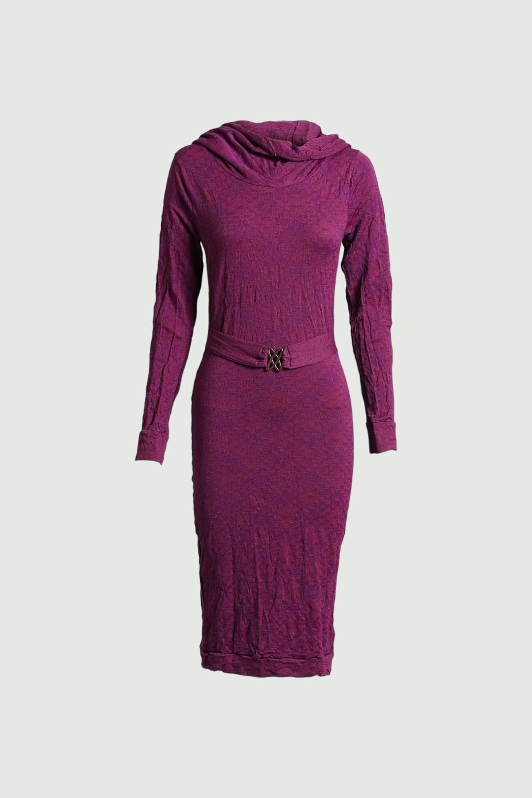Purple Cowl Neck Midi Dress